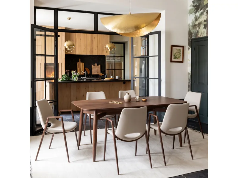 Desi Dining Chair Beige & Walnut 10