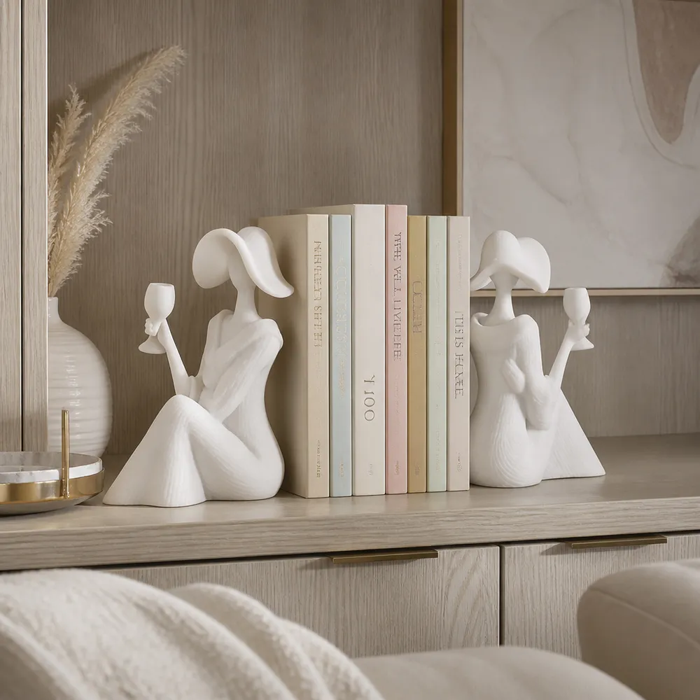 NELLFIELD SET OF 2 WHITE BOOKENDS 8 (IN)