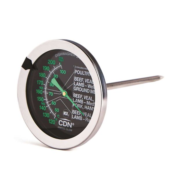 CDN Thermometer, Dial, Cooking Meat/Poultry Glow Ovenproof ProAccurate Silver