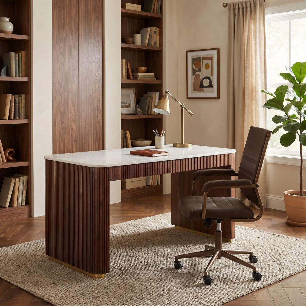 Obeah Desk White & Walnut