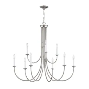 Meadowview 36'' Wide 9-Light Chandelier - Brushed Nickel 2