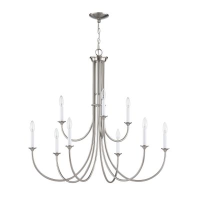 Meadowview 36″ Wide 9-Light Chandelier - Brushed Nickel