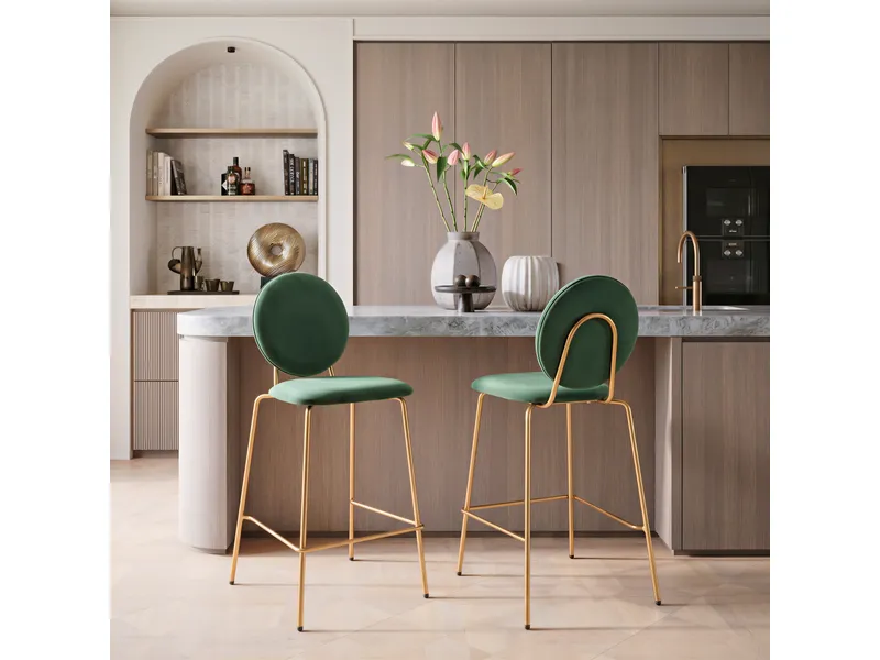 Odessa Counter Stool Green & Gold 9