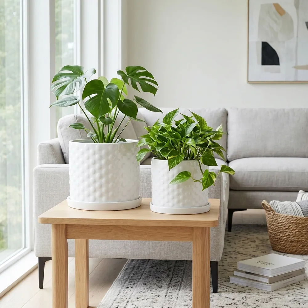 DECKERFORD SET OF 2 WHITE PLANTER 10 (IN)
