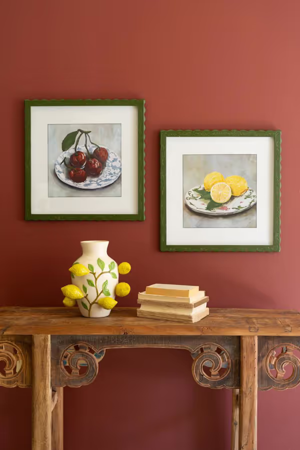 Set of 2 Framed Fruit Prints under Glass