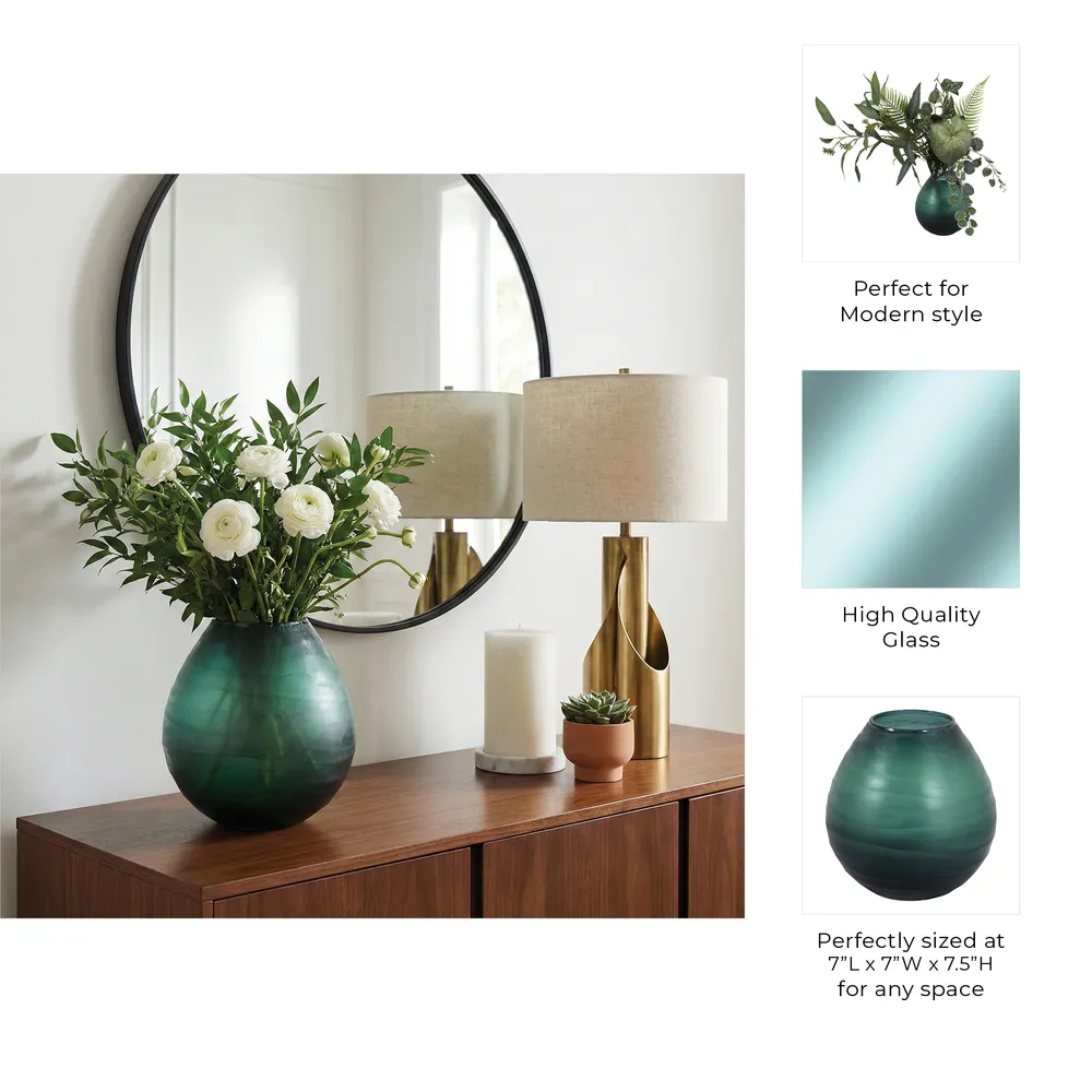 VERAROSE BLUE GLASS VASE 8 (IN)
