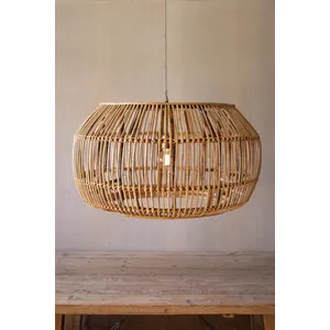 Large Round Bamboo Pendant Light 2