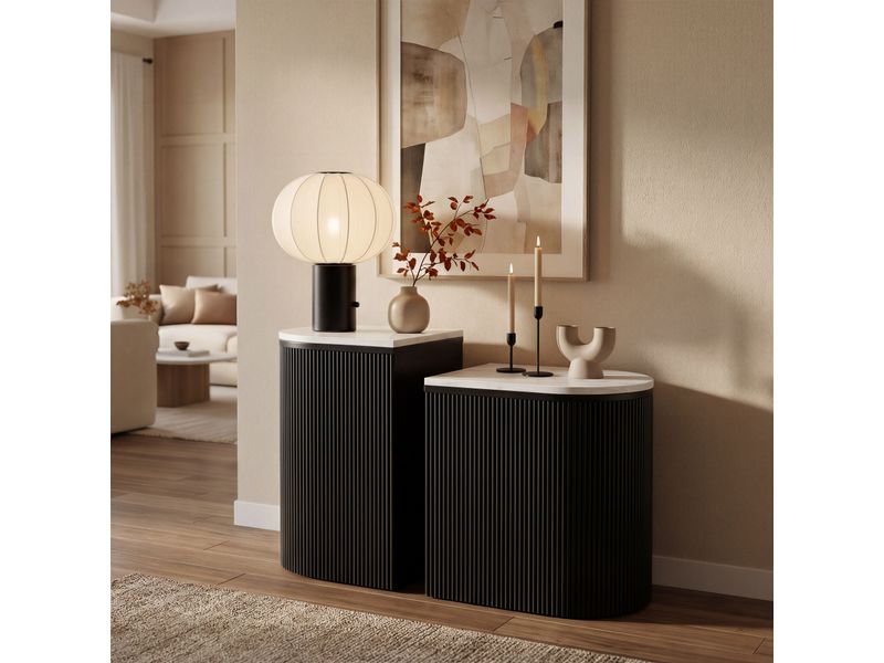 Ormara Side Table Set White & Black 2