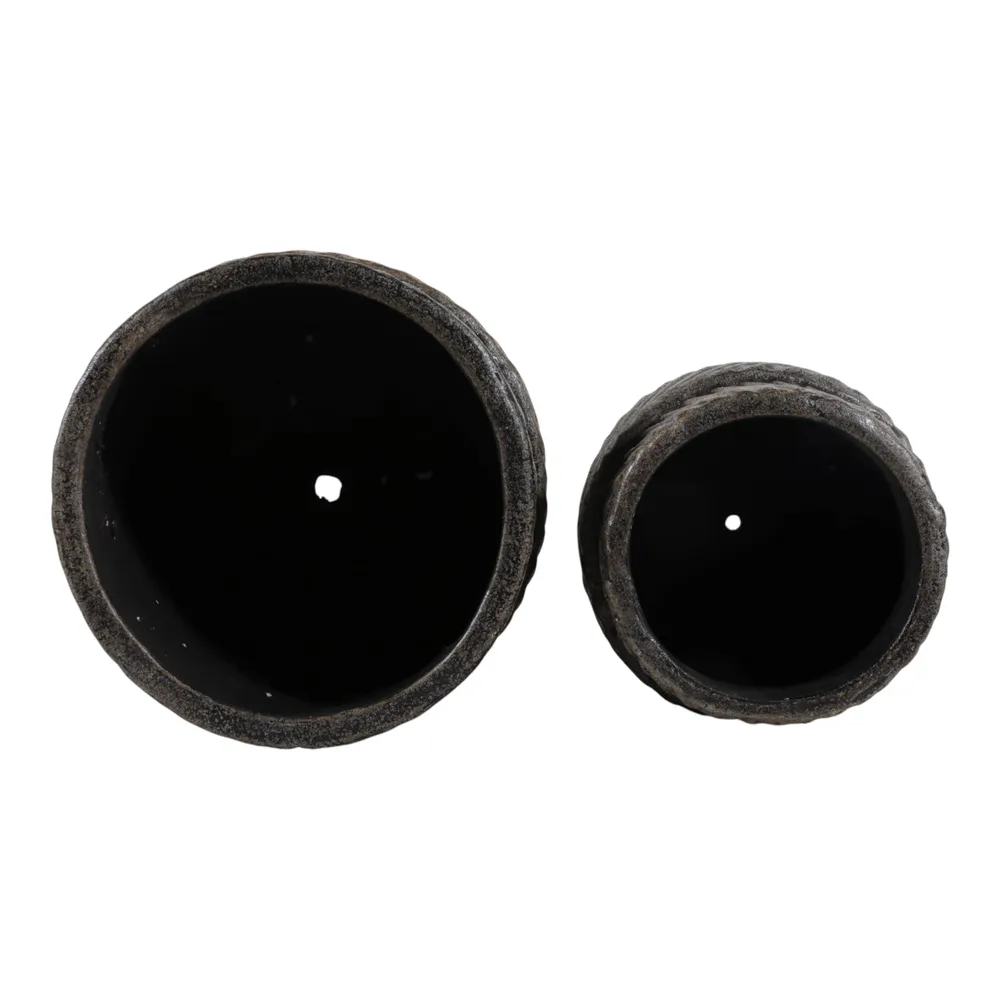 BELLCROSS SET OF 2 BLACK PLANTER 10 (IN)
