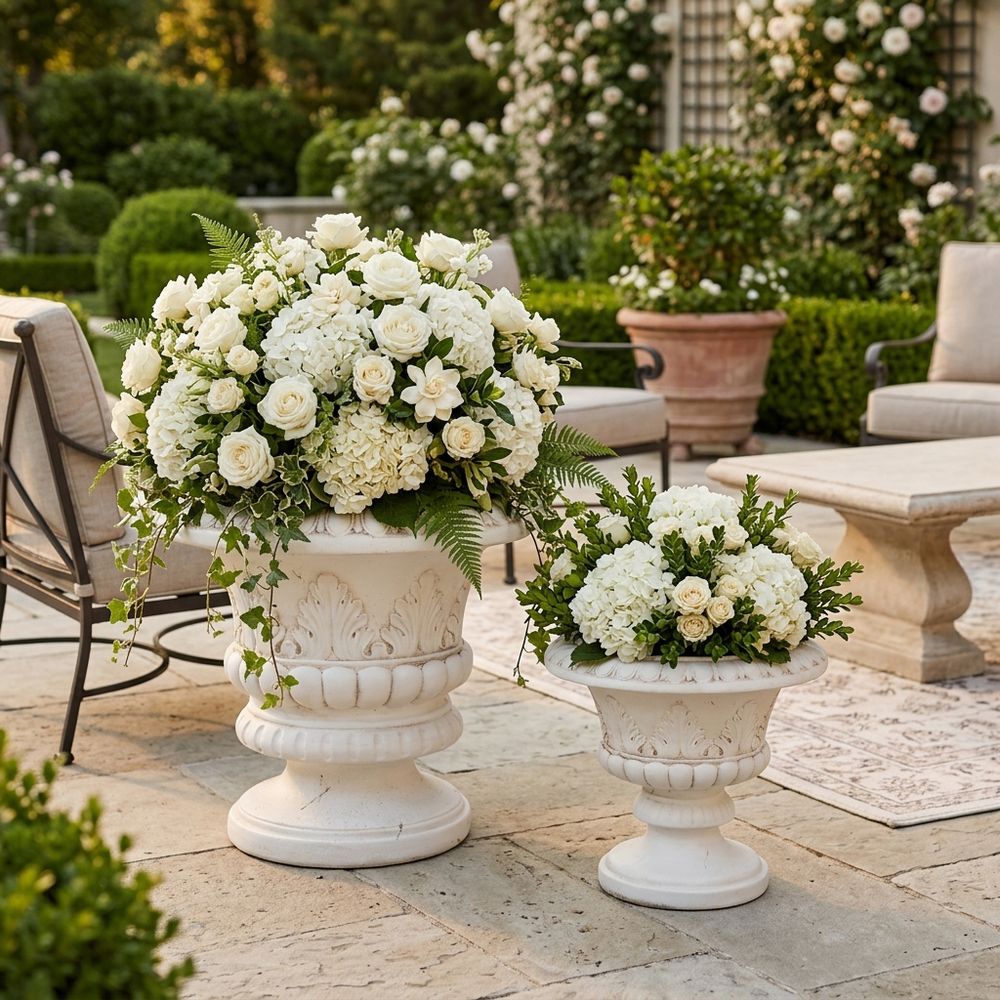 FLEMMINGOAK SET OF 2 IVORY PLANTER 21 (IN)