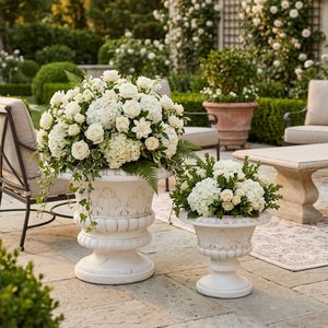 FLEMMINGOAK SET OF 2 IVORY PLANTER 21 (IN) 2