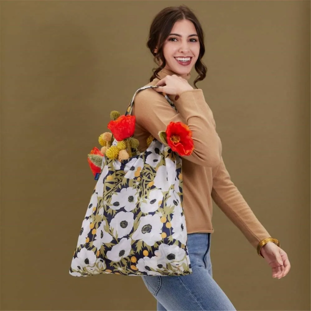 Anemone Poppy blu Reusable Shopping Bag
