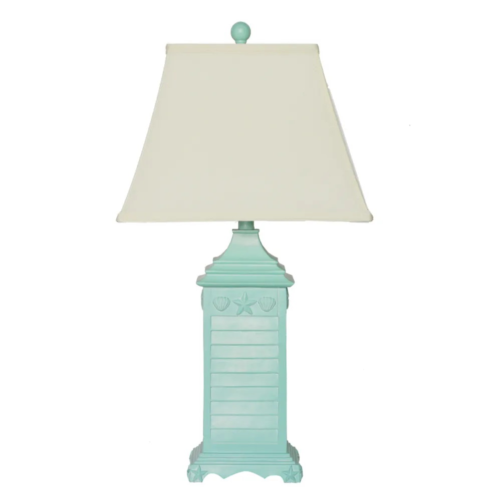 30" GREEN SEASHELL TABLE LAMP W/SHADE