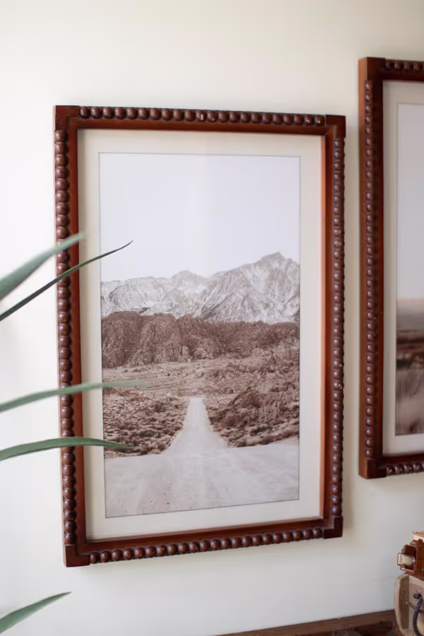 Set of 2 Framed Cowboy & Horse with Desert Scene Photography Prints under Glass