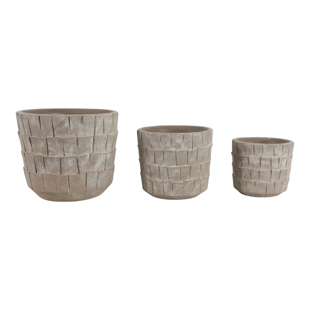 HOUSTONHAVEN SET OF 3 GRAY PLANTER 8 (IN)