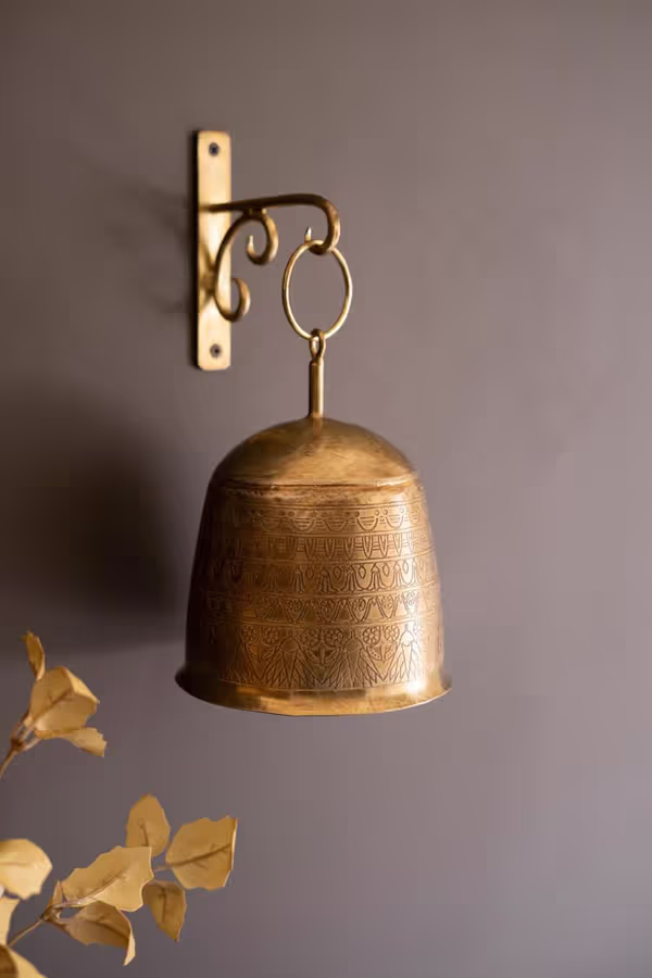 Antique Brass Bell and Wall Bracket