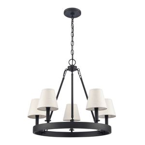 Rydell 24.5'' Wide 5-Light Chandelier - Matte Black and Parchment 2