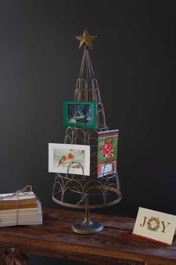 Metal Christmas Tree Card Holder