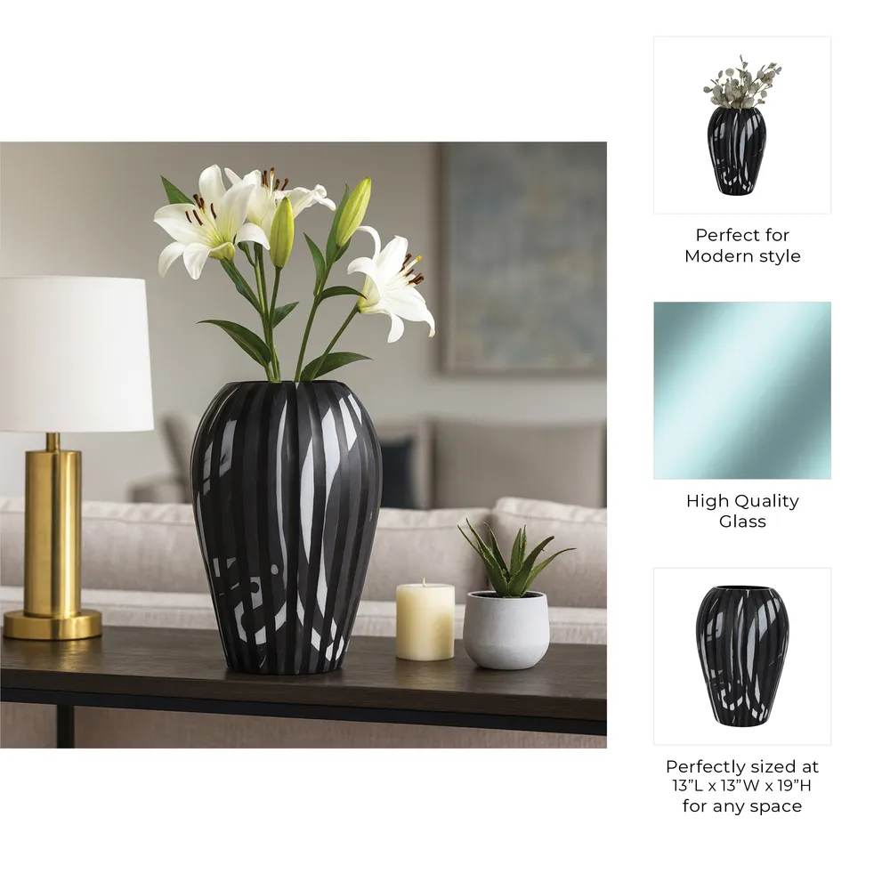 GARFIELDTON BLACK GLASS VASE 19 (IN)