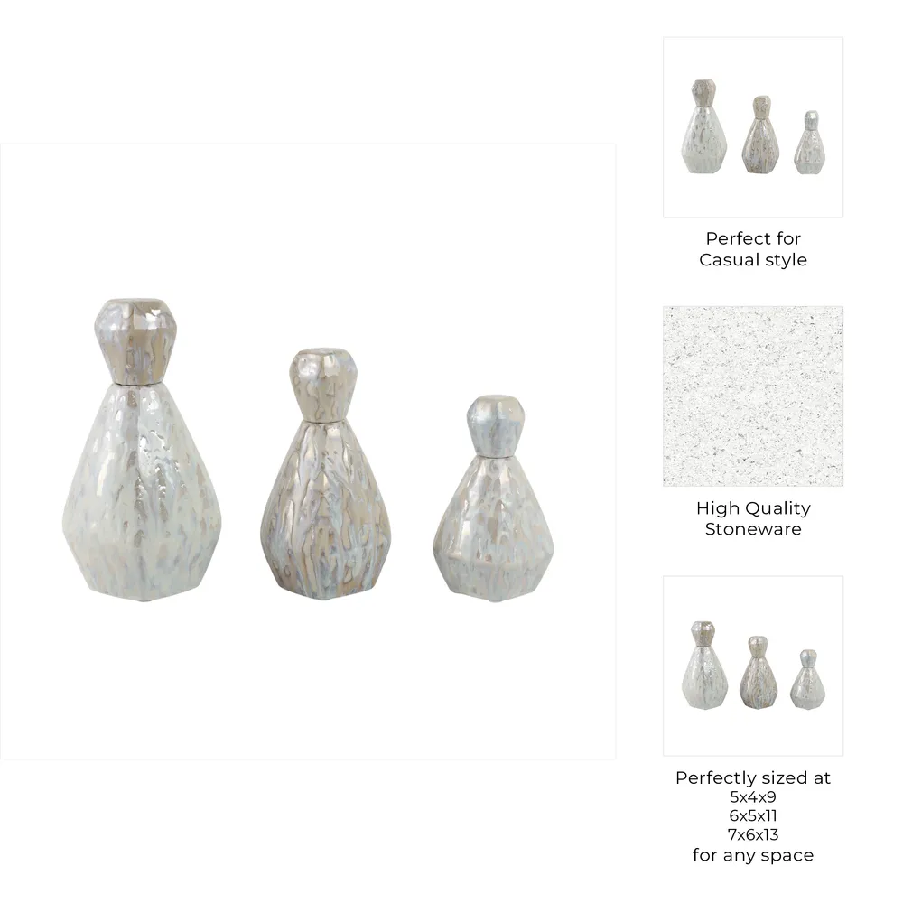 GIFFORDCLIFF SET OF 3 GRAY VASES 13 (IN)