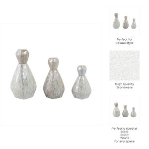 GIFFORDCLIFF SET OF 3 GRAY VASES 13 (IN) 9