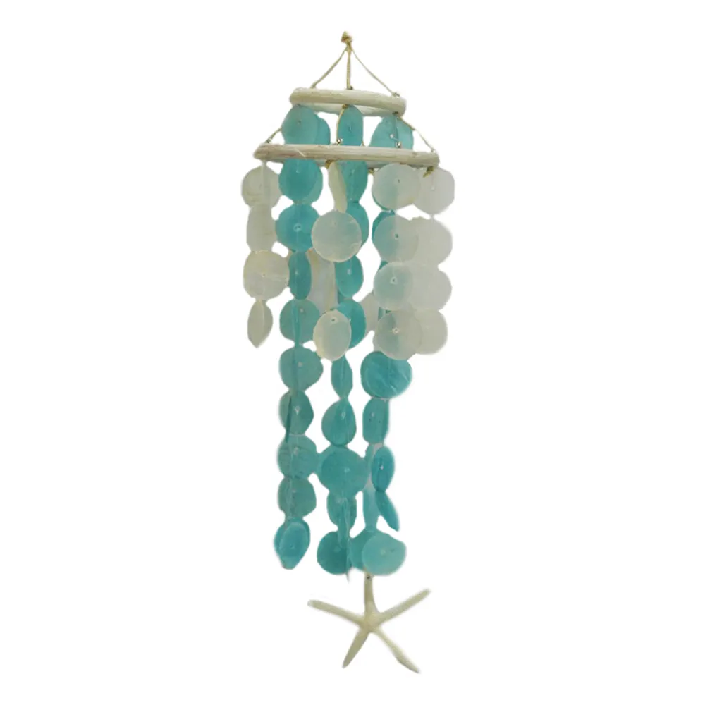 20" LIGHT BLUE CAPIZ WINDCHIME W/STARFIS