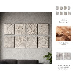 DENVERTON SET OF 8 WHITE WALL SCULPTURES 14 (IN) 11