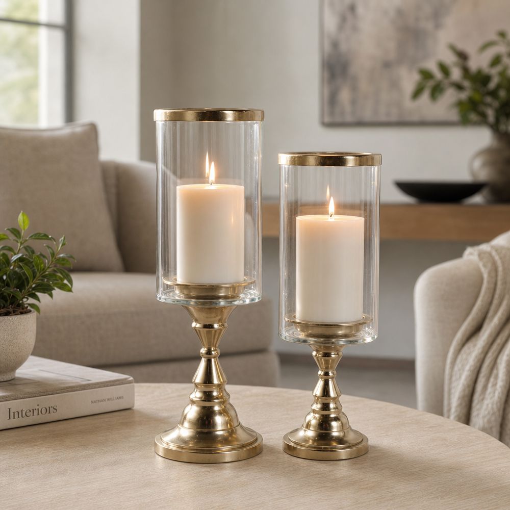 AIDENHAM SET OF 2 GOLD CANDLE HOLDER 13 (IN)
