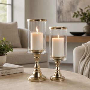 AIDENHAM SET OF 2 GOLD CANDLE HOLDER 13 (IN) 2