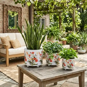 BRYNHAM SET OF 3 RED PLANTER 11 (IN) 10