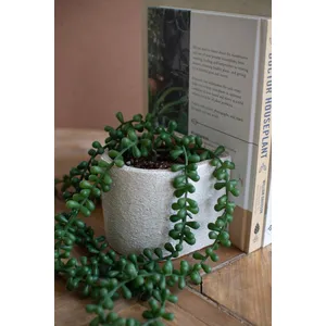 Set of 2 White Concrete Bookend Planters 3