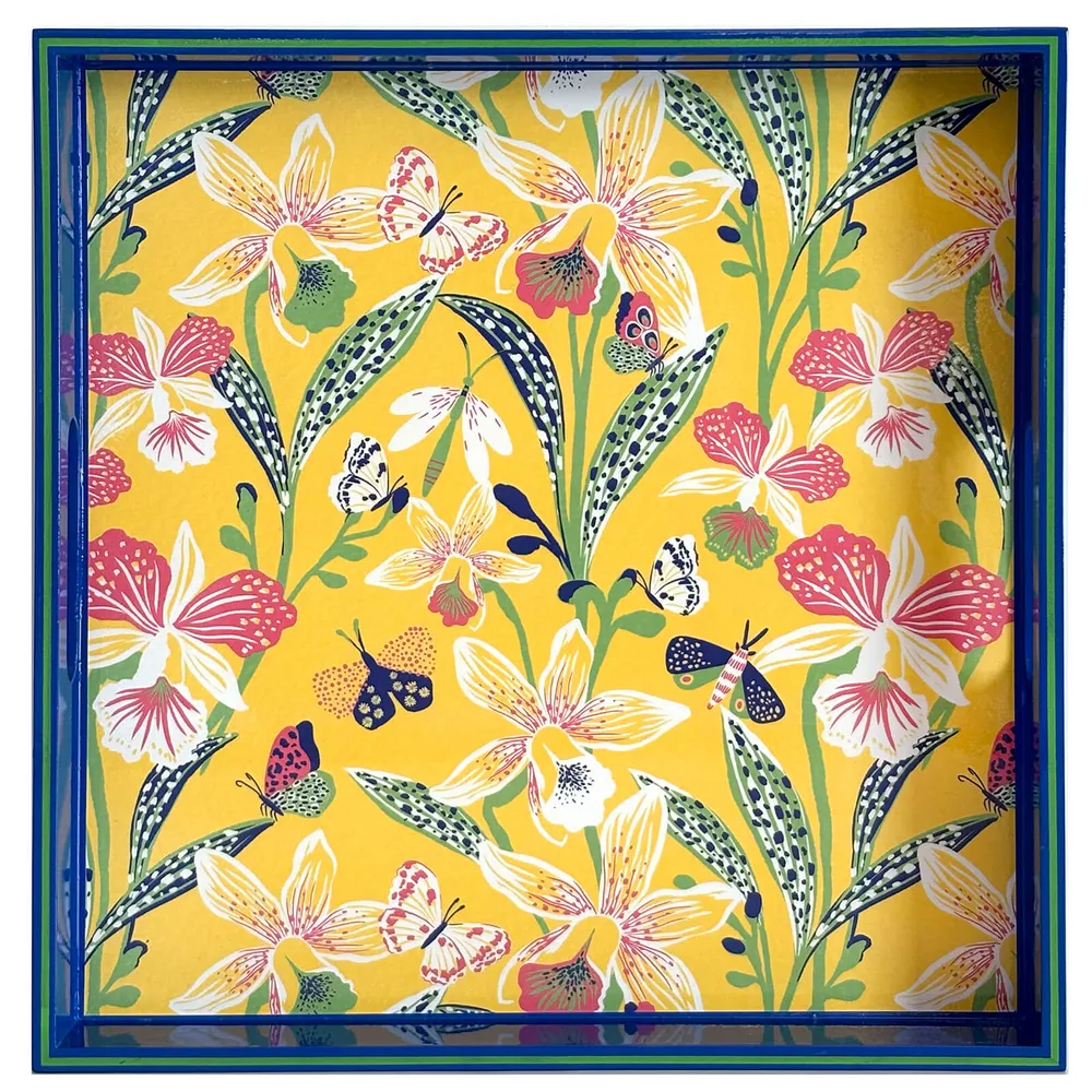 Botanical House Square Lacquer Serving Tray