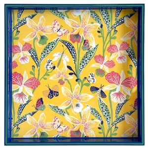 Botanical House Square Lacquer Serving Tray 1