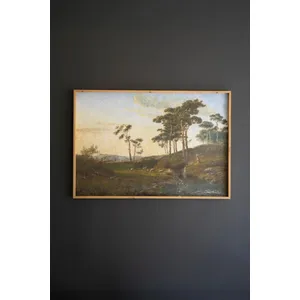 Framed Landscape on Printed Paper 1