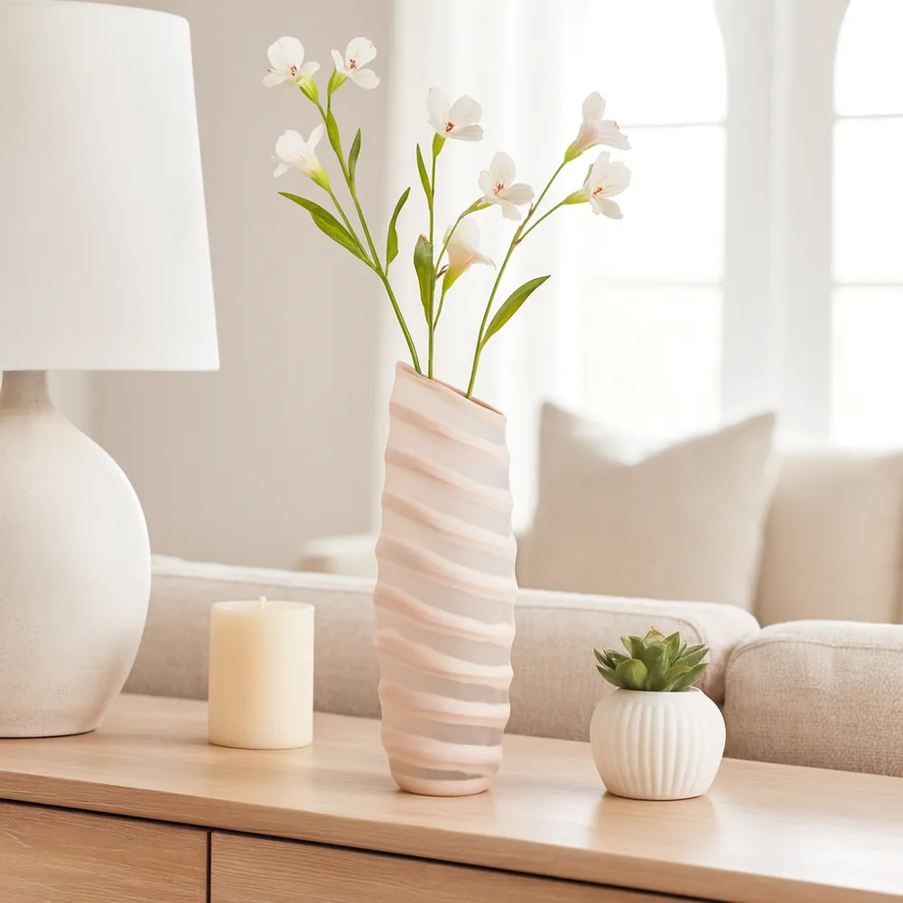 SAMSONWICK IVORY GLASS VASE 13 (IN)