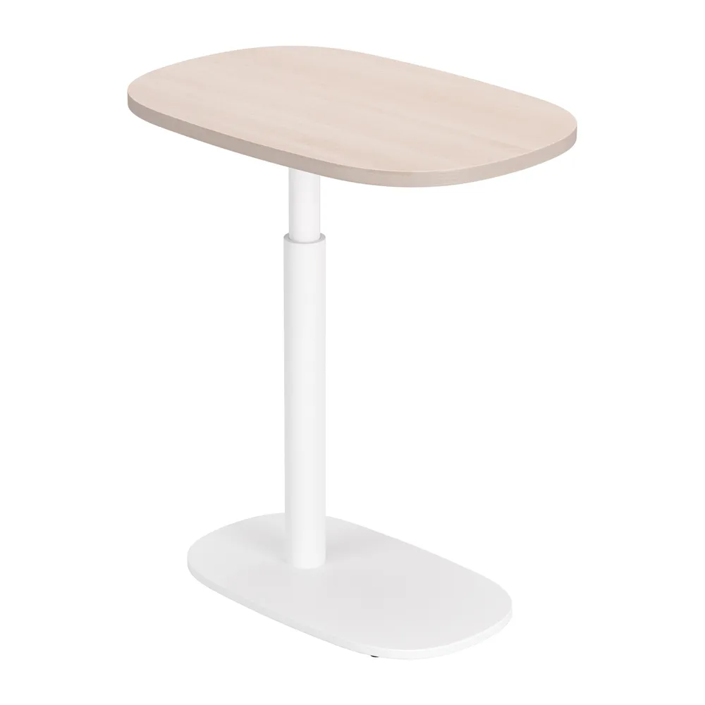 Buddy Adjustable Rotating Side Table Natural & White