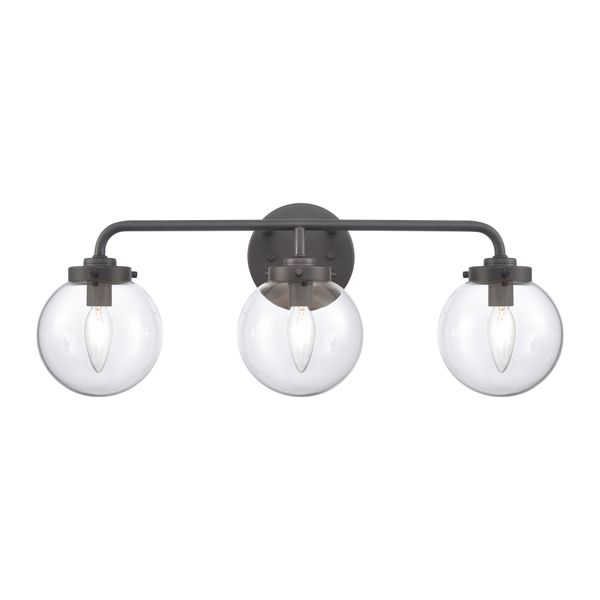 Fairbanks 22.75'' Wide 3-Light Vanity Light - Matte Black and Clear
