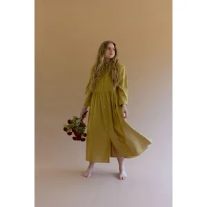 Long-Sleeve Buttondown Dress with Pockets - Pistachio 3