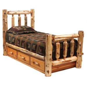 Cedar Log Three Drawer Underbed Dresser  - Double/Single - Vintage 1