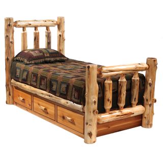 Cedar Log Three Drawer Underbed Dresser  - Double/Single - Vintage