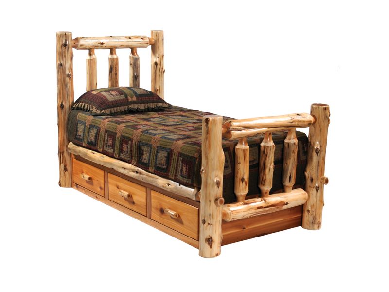 Cedar Log Three Drawer Underbed Dresser  - Double/Single - Vintage 1