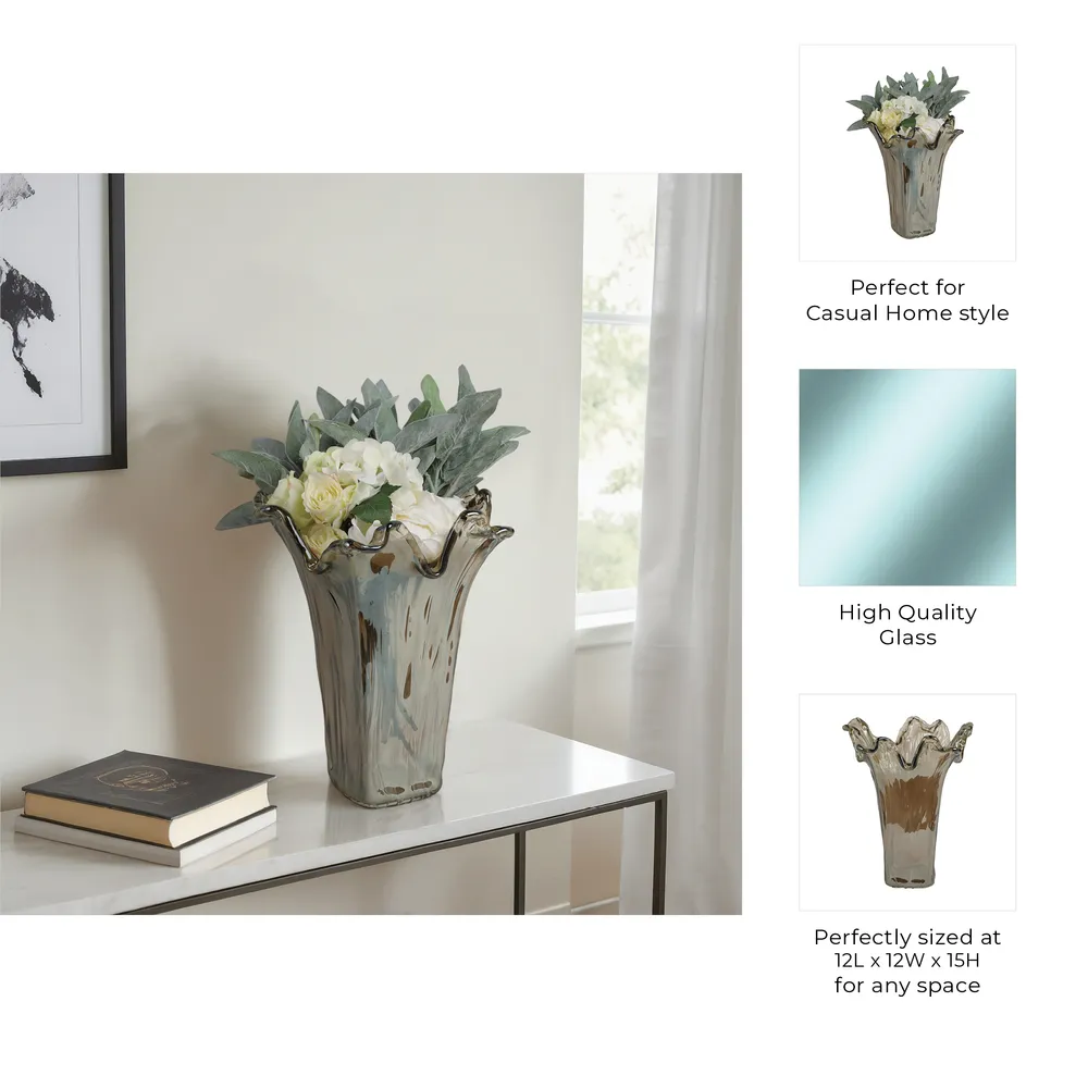 CLAYMORE GRAY GLASS VASE 15 (IN)