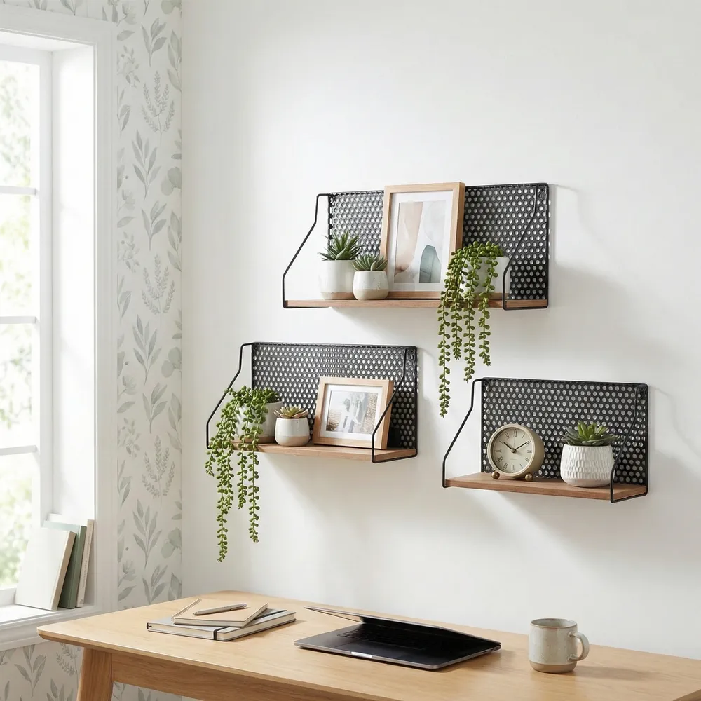 SOLHOLM SET OF 3 BROWN WALL SHELF 9 (IN)