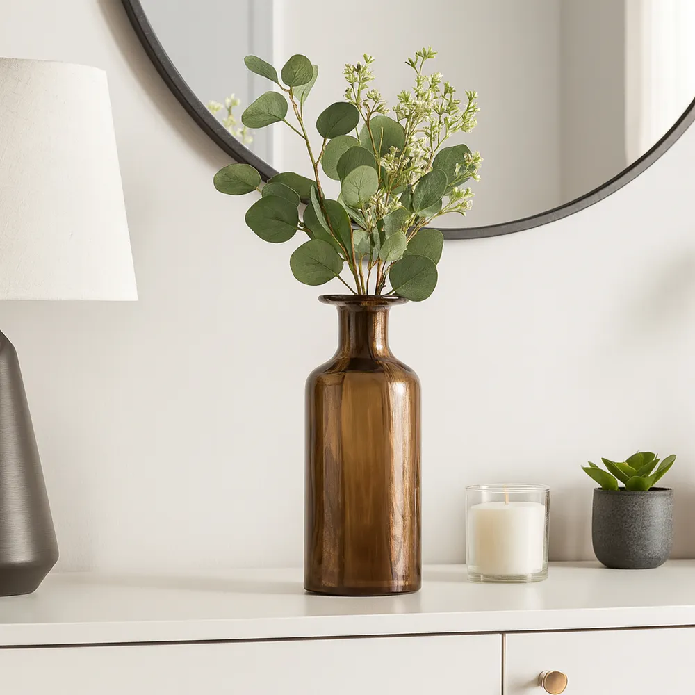 KANEVALE BROWN GLASS VASE 15 (IN)