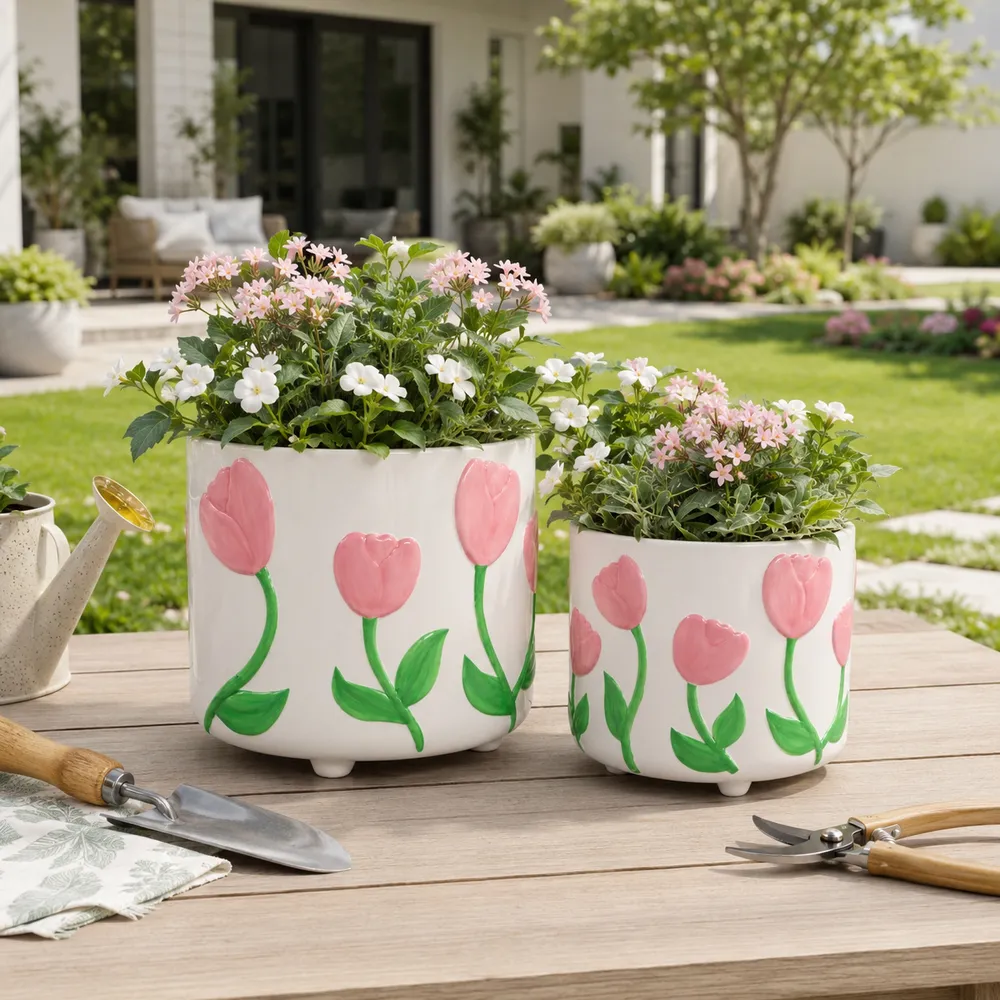 GARTONDALE SET OF 2 PINK PLANTER 8 (IN)
