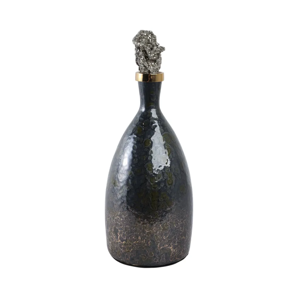 FARLEYDALE BLACK GLASS VASE 15 (IN)