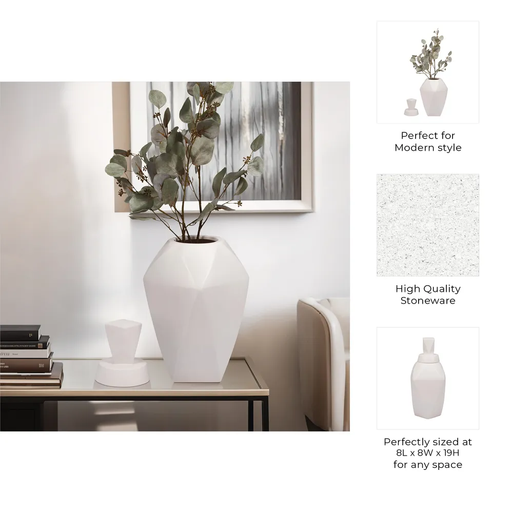 HALTONWORTH WHITE VASE 19 (IN)
