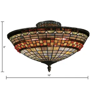 Jewelstone 16'' Wide 3-Light Semi Flush Mount - Classic Bronze 2