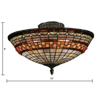 Jewelstone 16″ Wide 3-Light Semi Flush Mount - Classic Bronze