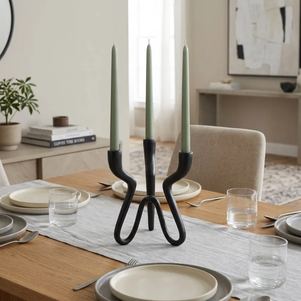 TODDBURN BLACK CANDLE HOLDER 10 (IN)